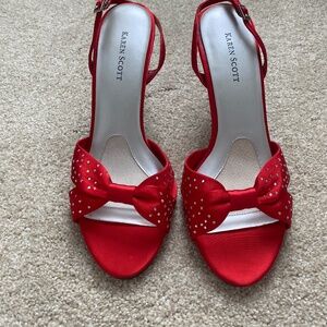 Karen Scott Romeo red satin slingback shoes, size 9